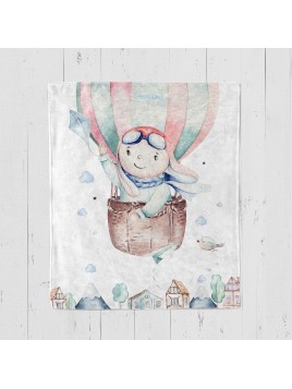 Koc dla dzieci zając w balonie