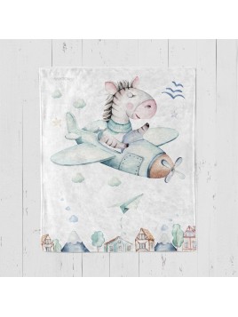 Zebra baby blanket on the...