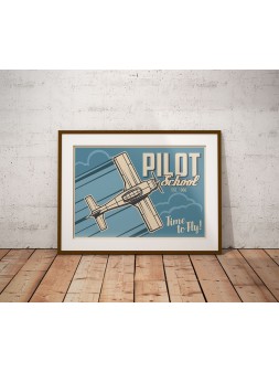 Plakat Retro Pilot School