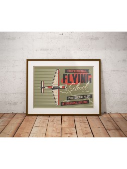 Retro Flying School Poster