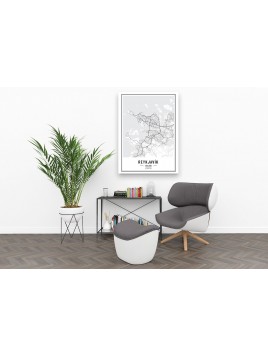 Obraz mapa miasta Reikjawik